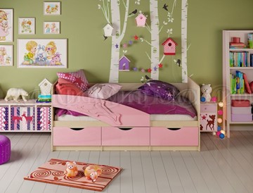 Детская кровать Дельфин, Розовый глянец 80х180 в Чебоксарах