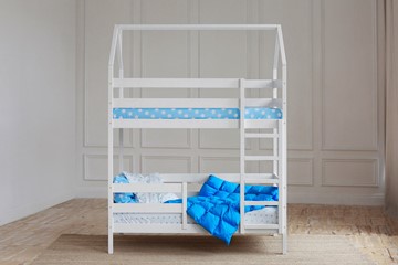 Двухъярусная кровать Домик, цвет белый в Чебоксарах
