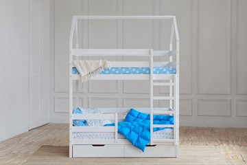 Детская 2-этажная кровать Домик с ящиками, цвет белый в Чебоксарах