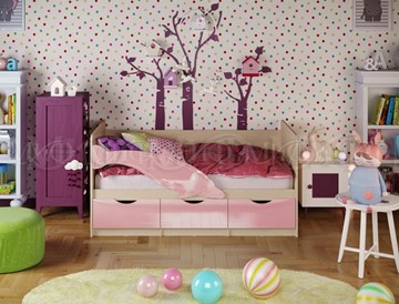 Кровать в детскую Миф Дельфин-1, Розовый глянец 80х160 в Чебоксарах