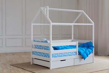 Детская кровать для мальчика Домик с ящиками, цвет белый в Чебоксарах