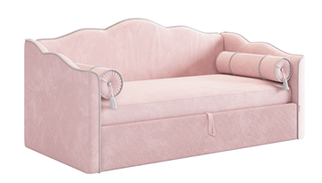 Кровать в детскую с подъемным механизмом Лея (Софа) 90х200 (нежно-розовый (велюр)/галька (велюр)) в Чебоксарах