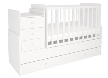Кровать для новорожденных с комодом POLINI Kids Simple 1100 Белый в Чебоксарах