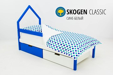 Кровать-домик в детскую мини Skogen сине-белый в Чебоксарах