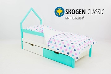 Детская кровать-домик мини Skogen белый-мятный в Чебоксарах