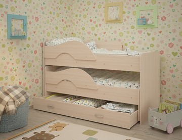 Детская кровать для девочки Радуга 1.6 с ящиком, цвет Млечный дуб в Чебоксарах