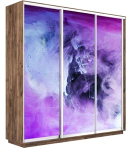 Шкаф 3-створчатый Экспресс 2400х600х2200, Фиолетовый дым/дуб табачный в Чебоксарах