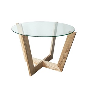 Стеклянный столик Оникс-10, Натуральный массив/Прозрачное стекло в Чебоксарах