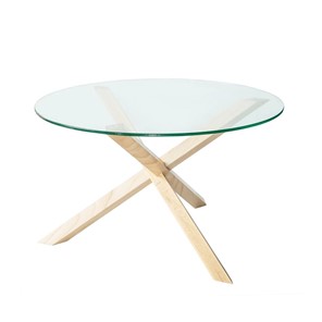 Стеклянный столик в гостиную Оникс-3, Натуральный массив/Прозрачное стекло в Чебоксарах
