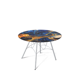 Круглый стол SHT-S100 / SHT-TT32 60 стекло/МДФ (синий сапфир/хром лак) в Чебоксарах