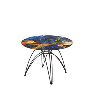 Стол круглый SHT-S112 / SHT-TT32 60 стекло/МДФ (синий сапфир/черный муар) в Чебоксарах