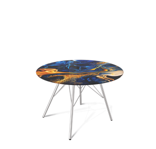 Стол круглый SHT-S37 / SHT-TT32 60 стекло/МДФ (синий сапфир/хром лак) в Чебоксарах