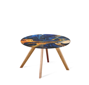 Круглый столик SHT-S39 / SHT-TT32 60 стекло/МДФ (синий сапфир/светлый орех) в Чебоксарах
