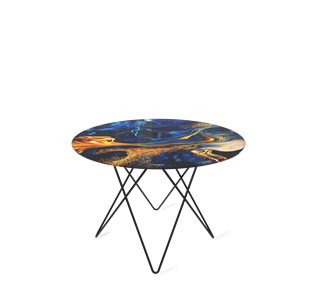 Круглый столик SHT-TU37 / SHT-TT32 60 стекло/МДФ (синий сапфир/черный муар) в Чебоксарах