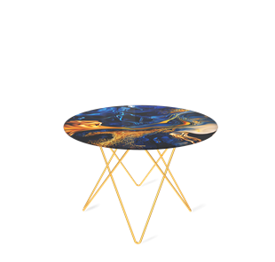 Круглый столик SHT-TU37 / SHT-TT32 60 стекло/МДФ (синий сапфир/золото) в Чебоксарах