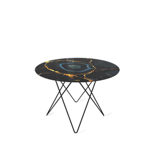 Круглый столик SHT-TU37 / SHT-TT32 60 стекло/МДФ (титановый кварц/черный муар) в Чебоксарах