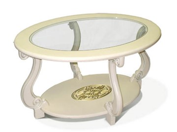 Стеклянный столик Мебелик Овация-С, слоновая кость в Чебоксарах