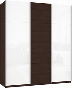 Шкаф-купе Прайм (Белое стекло/ДСП/Белое стекло) 2100x570x2300, венге в Чебоксарах