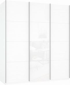 Шкаф-купе Прайм (ДСП/Белое стекло/ДСП) 1800x570x2300, белый снег в Чебоксарах