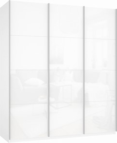 Шкаф трехдверный Прайм (3 Белое стекло) 2100x570x2300, белый снег в Чебоксарах
