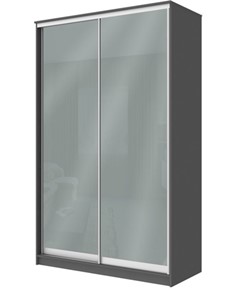 Шкаф 2-х дверный Хит-22-12-22 с цветным стеклом, средне-серый 074, Графит в Чебоксарах