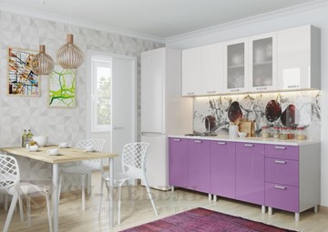 Кухонный гарнитур угловой Модерн, белый глянец/фиолетовый металлик в Чебоксарах