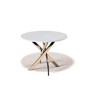Стеклянный обеденный стол Kenner R1000 (Золото/Стекло белое глянец) в Чебоксарах