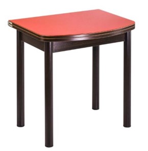 Кухонный раздвижной стол СПГ-01 СТ1, венге ЛДСП/стекло оранжевое/38 прямые трубки крашеные коричневый в Чебоксарах