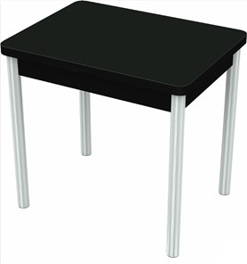 Кухонный стол раскладной Бари хром №6 (стекло черное/черный) в Чебоксарах