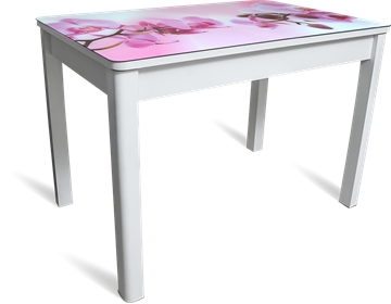 Кухонный стол Айсберг-08 СТФ, белое лдсп/орхидея/40 прямые массив белые в Чебоксарах