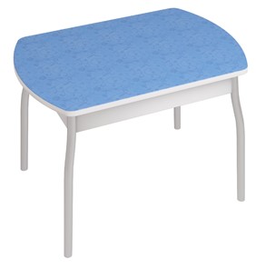 Кухонный обеденный стол Орфей-6, Синие цветы в Чебоксарах
