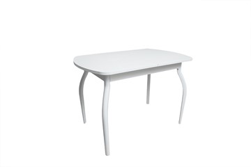 Кухонный раскладной стол ПГ-02СТ белое/белое/крашенные фигурные в Чебоксарах