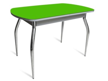 Кухонный стол ПГ-04 СТ белое/зеленое стекло/хром фигурные в Чебоксарах