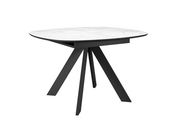 Керамический кухонный стол DikLine BK100 Керамика Белый мрамор/подстолье черное/опоры черные в Чебоксарах