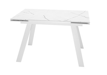 Керамический обеденный стол DikLine DKL140 Керамика Белый мрамор/опоры белые (2 уп.) в Чебоксарах