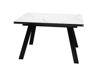Керамический кухонный стол DikLine DKL140 Керамика Белый мрамор/опоры черные (2 уп.) в Чебоксарах