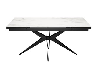 Керамический стол DikLine KW160 мрамор С41 (керамика белая)/опоры черные в Чебоксарах