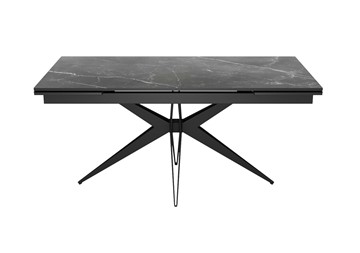 Керамический кухонный стол DikLine KW160 мрамор С45 (керамика черная)/опоры черные в Чебоксарах