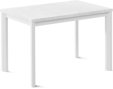 Кухонный стол раздвижной Кубика Нагано-1L (ноги металлические белые, белый цемент) в Чебоксарах