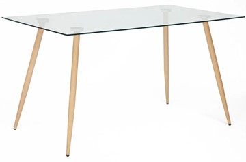 Стеклянный кухонный стол SOPHIA (mod. 5003) металл/стекло (8мм), 140x80x75, бук/прозрачный арт.12098 в Чебоксарах