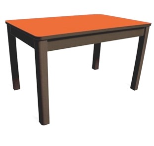 Кухонный стол Айсберг-08 СТ1, венге ЛДСП/стекло оранжевое/42 прямые массив венге в Чебоксарах