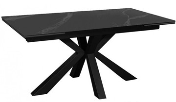 Керамический обеденный стол раздвижной DikLine SFE140 Керамика Черный мрамор/подстолье черное/опоры черные (2 уп.) в Чебоксарах