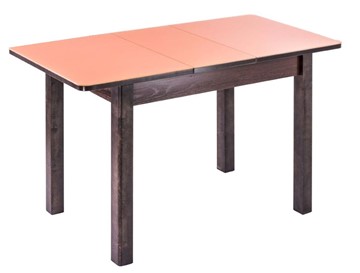 Обеденный раздвижной стол Айсберг-02 СТ1, венге ЛДСП/стекло оранжевое/42 прямые массив венге в Чебоксарах