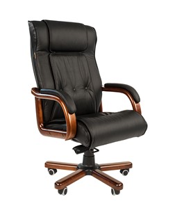Кресло офисное CHAIRMAN 653 кожа черная в Чебоксарах