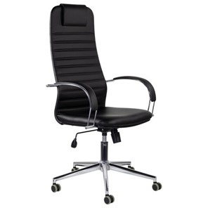 Кресло компьютерное Brabix Premium Pilot EX-610 CH (хром, кожзам, черное) 532418 в Чебоксарах