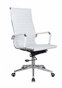 Кресло офисное ДамОфис В108 экокожа / хром, White ( белый) в Чебоксарах