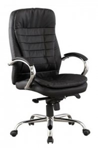 Компьютерное кресло ДамОфис J 9031-1 нат. кожа /хром, черный в Чебоксарах