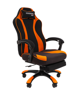Кресло игровое CHAIRMAN GAME 35 с выдвижной подставкой для ног Ткань черная / Ткань оранжевая в Чебоксарах