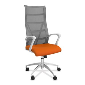 Офисное кресло Топ X белый каркас, сетка/ткань TW / серая/оранжевая в Чебоксарах