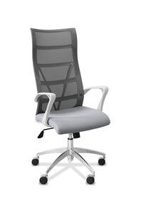 Кресло в офис Топ X белый каркас, сетка/ткань TW / серая/ серая в Чебоксарах